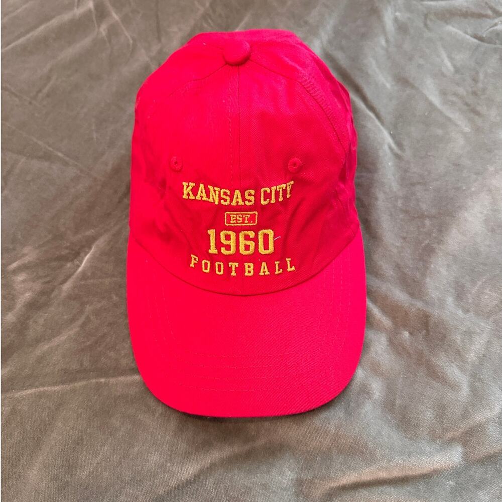 Kansas City Football Red Hat with Gold Embroidery